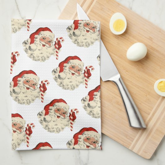  Kerstman met Candy Cane. Theedoek (Quarter Fold)