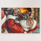 Kerstman met Cane Corso Kerst Kunst Legpuzzel (Horizontaal)
