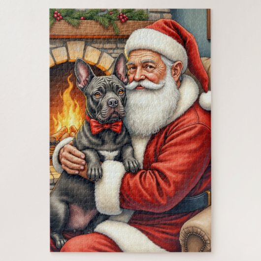 Kerstman met Cane Corso Kerst Kunst Legpuzzel (Verticaal)