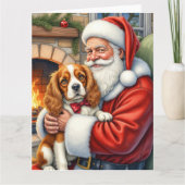Kerstman met Cavalier King Charles Spaniel  Kaart (Voorkant)