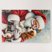 Kerstman met Cavalier King Charles Spaniel Legpuzzel (Horizontaal)