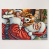 Kerstman met Cavalier King Charles Spaniel  Legpuzzel (Horizontaal)