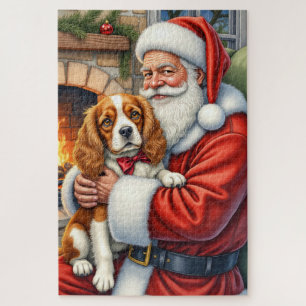 Kerstman met Cavalier King Charles Spaniel  Legpuzzel