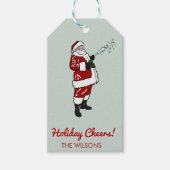 Kerstman met champagnefles cadeaulabel (Voorkant)
