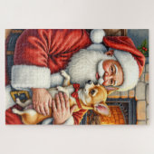 Kerstman met Chihuahua Kerst Kunst Legpuzzel (Horizontaal)