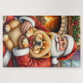 Kerstman met Chow Chow Kerst Kunst Legpuzzel (Horizontaal)
