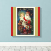 Kerstman met Christus Kind Speelgoed St. Nicholas Canvas Afdruk (Insitu (Houten vloer))