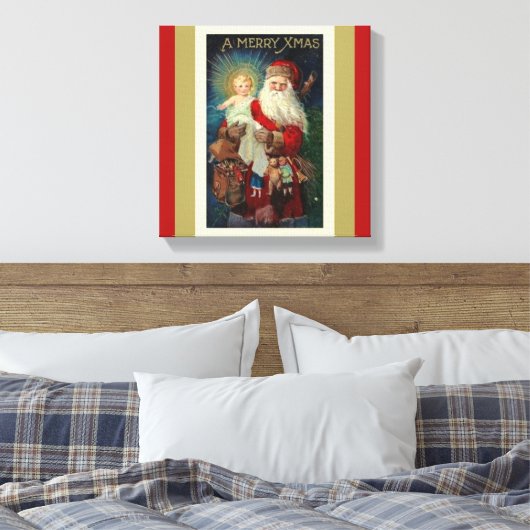 Kerstman met Christus Kind Speelgoed St. Nicholas Canvas Afdruk (Insitu (Slaapkamer))