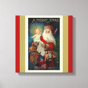 Kerstman met Christus Kind Speelgoed St. Nicholas Canvas Afdruk