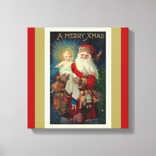 Kerstman met Christus Kind Speelgoed St. Nicholas Canvas Afdruk (Voorkant)