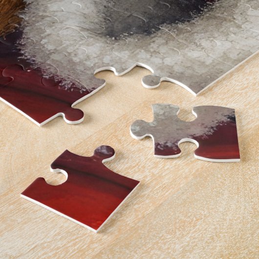 Kerstman met Cockapoo Kerstkunst Legpuzzel (Zijkant)