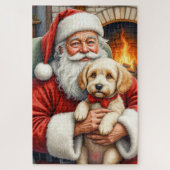 Kerstman met Cockapoo Kerstkunst Legpuzzel (Verticaal)