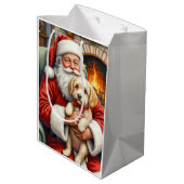 Kerstman met Cockapoo Kerstkunst Medium Cadeauzakje (Achterkant Gekanteld)
