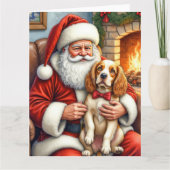Kerstman met Cocker Spaniel Kerst Kunst Kaart (Voorkant)