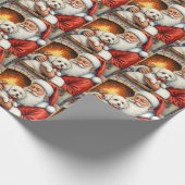 Kerstman met Coton de Tulear Kerstkunst Cadeaupapier (Hoek)