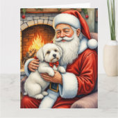 Kerstman met Coton de Tulear Kerstkunst Kaart (Voorkant)