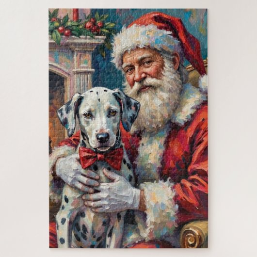 Kerstman met Dalmatische Kerstkunst Legpuzzel (Verticaal)