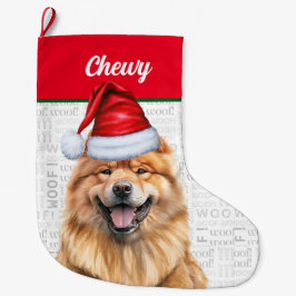 Kerstman met de naam van de hond grote kerstsok