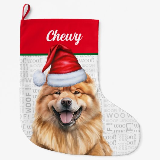 Kerstman met de naam van de hond grote kerstsok (Voorkant)