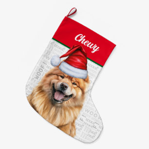 Kerstman met de naam van de hond grote kerstsok