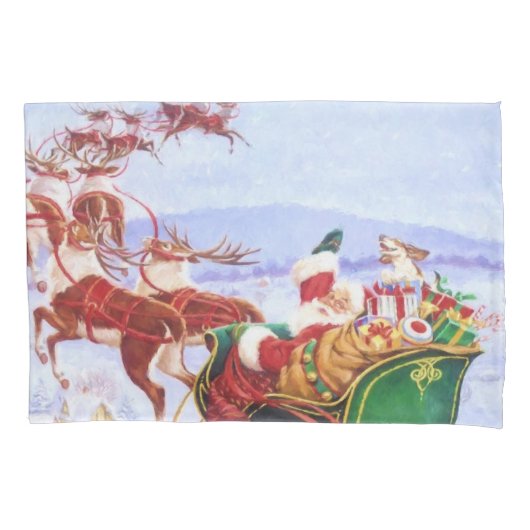Kerstman met de slee kussensloop (Voorkant)