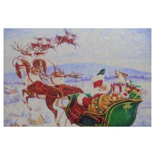 Kerstman met de slee stof (Yard (91,4 cm))