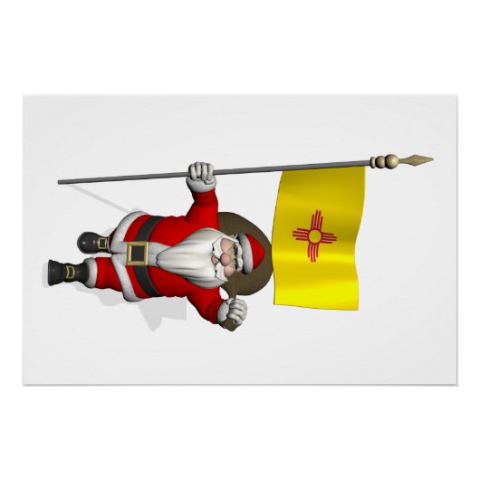 Kerstman met de vaandel van New Mexico Poster (Voorkant)