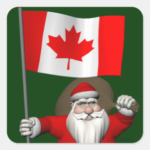Kerstman met de vlag van Canada Vierkante Sticker