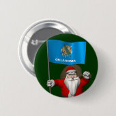 Kerstman met de vlag van Oklahoma Ronde Button 5,7 Cm (Voorkant /achterkant)