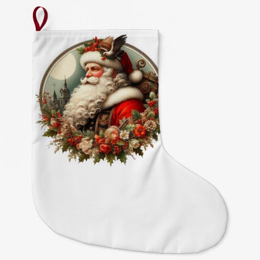 Kerstman met decoratie grote kerstsok (Voorkant)