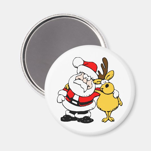 Kerstman met deer magneet (Voorkant / Achterkant)