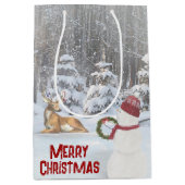 Kerstman met Deer Medium Cadeauzakje (Voorkant)