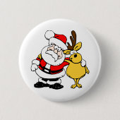 Kerstman met deer ronde button 5,7 cm (Voorkant)