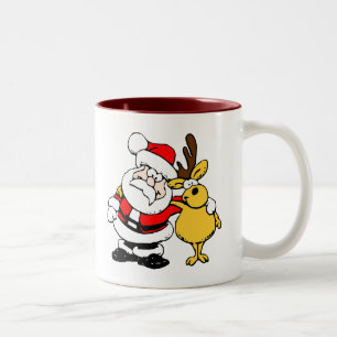 Kerstman met deer tweekleurige koffiemok