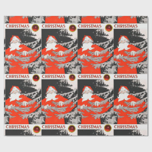 KERSTMAN MET DENNENBOOM Kerst Cadeaupapier