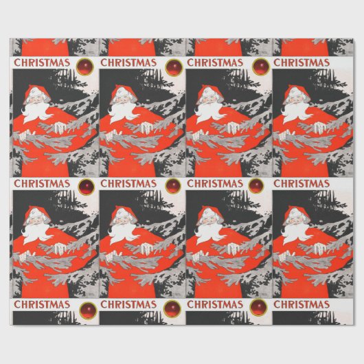 KERSTMAN MET DENNENBOOM Kerst Cadeaupapier (Vlak)