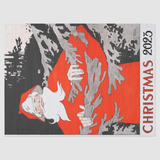  KERSTMAN MET DENNENBOOM Kerst Tissuepapier (Voorkant)