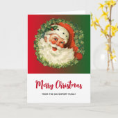 Kerstman met dennenkrans Kerstmis Kaart (Gele Bloem)