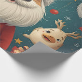 Kerstman met dieren cadeaupapier (Hoek)
