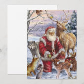Kerstman Met Dieren Feestdagenkaart (Voorkant / Achterkant)