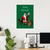 kerstman met Doberman Pinscher Poster (Thuiskantoor)