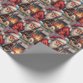 Kerstman met Dobermann Kerst Kunst Cadeaupapier (Hoek)