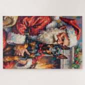 Kerstman met Dobermann Kerst Kunst Legpuzzel (Horizontaal)