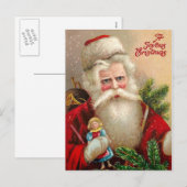  kerstman met Doll Feestdagenkaart (Voorkant / Achterkant)
