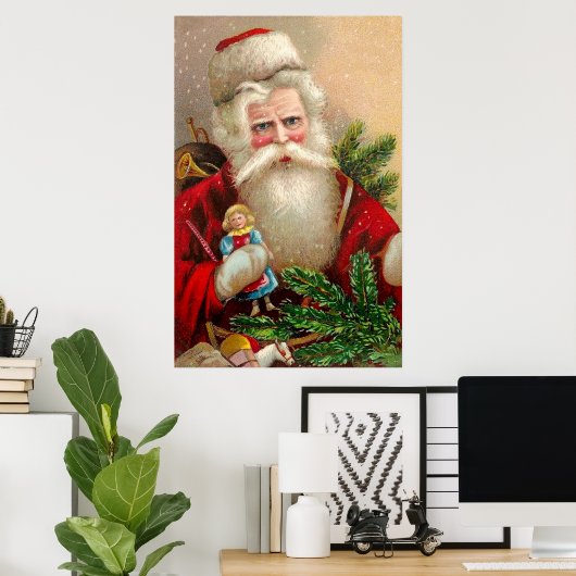 kerstman met Doll Poster (Thuiskantoor)