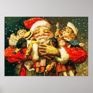 Kerstman met Dolls Poster