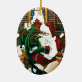 kerstman met drakenvriend keramisch ornament (Voorkant)