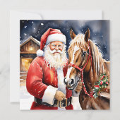  Kerstman met een Bruin Paard Kerstmis Kaart (Voorkant)