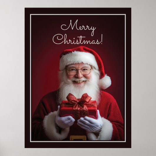 Kerstman met een cadeau Kerstontwerp Poster (Voorkant)
