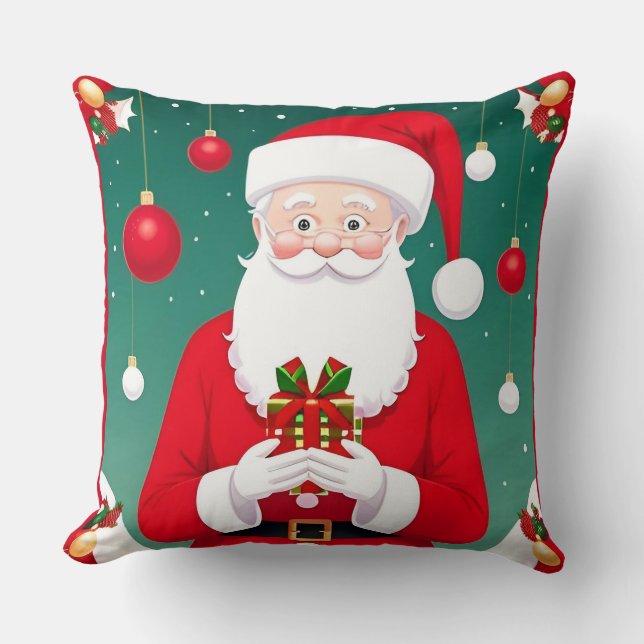 Kerstman met een cadeau kussen (Voorkant)